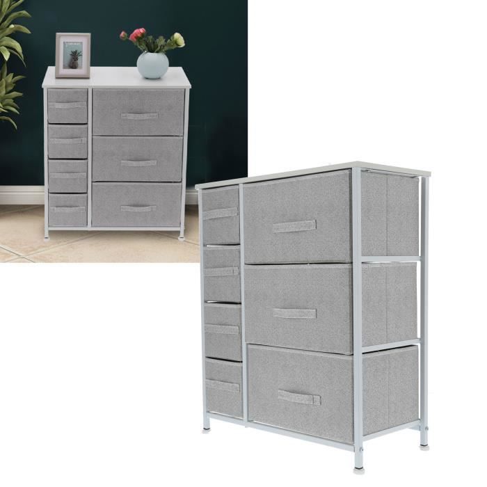 Commode 10 Tiroirs En Tissu - Cadre Acier, Plateau Bois - Rangement Chambre, Couloir, Enfant (marron)