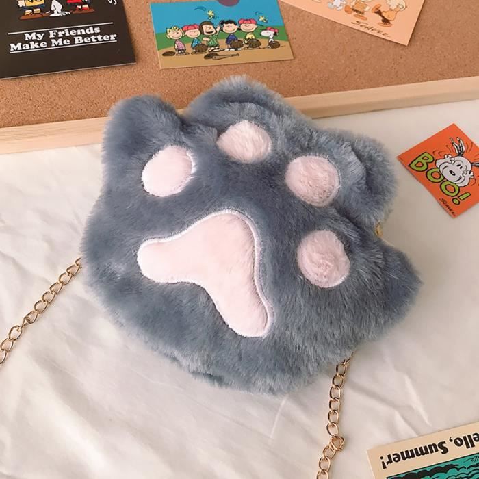 Sac à Bandoulière En Peluche Motif Chat - Mini Sac à Main Bohème Pour Soirée, Shopping, Cadeau Mignon - Dimensions ~20x17 Cm