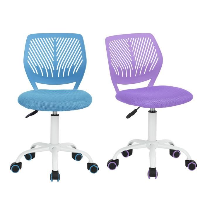 furniturer lot de 2 chaise de bureau adolescents hauteur réglable avec siège en tissu ergonomique,