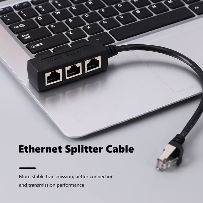 Répartiteur Ethernet RJ45 Câble répartiteur 1 à 3 Connecteur Internet  Réseau Réseau Réseau Répartiteur Adaptateur Extension pour