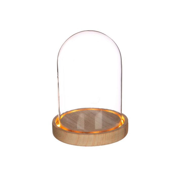 Cloche en verre avec socle lumineux 17 x 25,5 cm