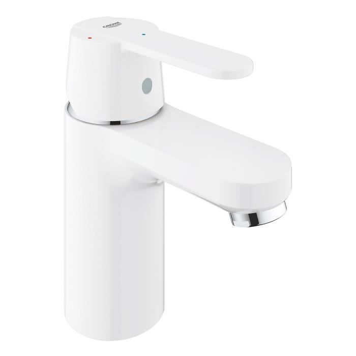 Mitigeur monocommande Lavabo GROHE Get Blanc - Taille S - Corps lisse - Bonde clic clac