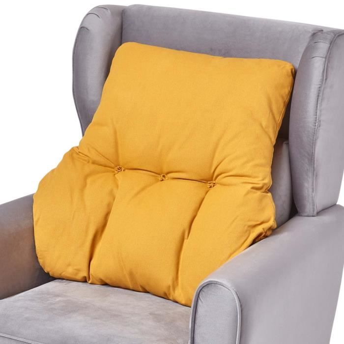 Coussin lombaire en coton - HOMESCAPES - Coussin ergonomique pour le dos - Jaune moutarde - 68 x 58 x 15 cm - Non déhoussable Coussin lombaire en coton - HOMESCAPES - Coussin ergonomique pour le dos - Jaune moutarde - 68 x 58 x 15 cm - Non déhoussable