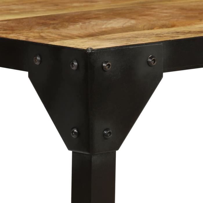 Table basse - KIMISS - Bois massif de manguier brut et acier - Style industriel - Loft - Laqué