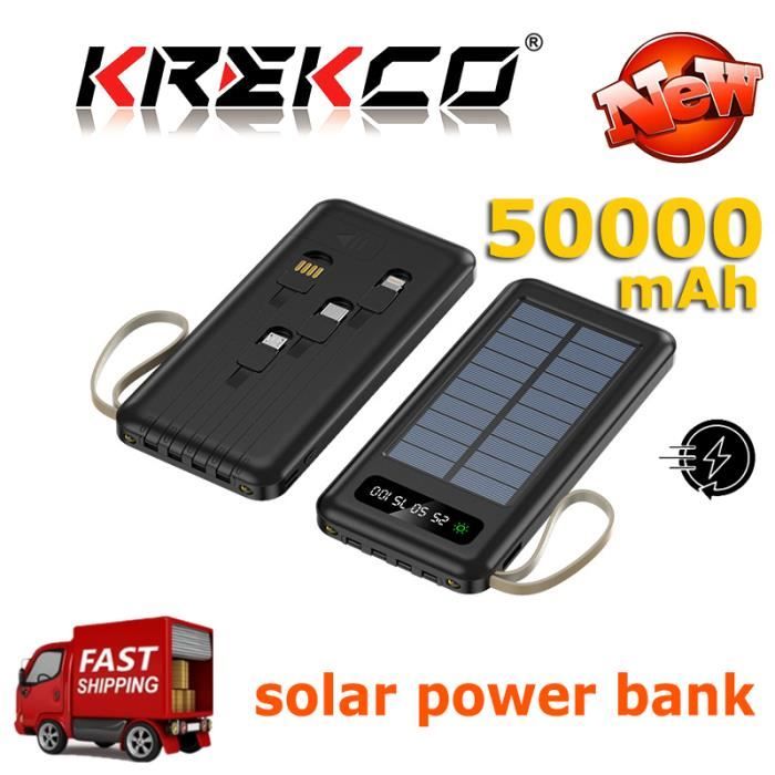 KREKCO®50000 mah batterie externe,batterie solaire portable,chargeur