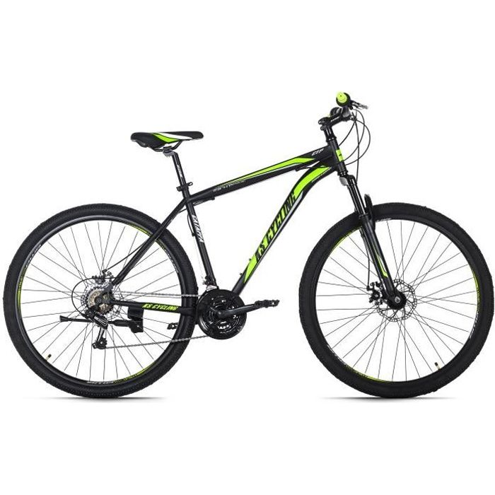 Vélo VTT Semi-Rigide 29'' - KS CYCLING - Catappa - 21 Vitesses - Noir vert - Taille de Cadre 46 cm