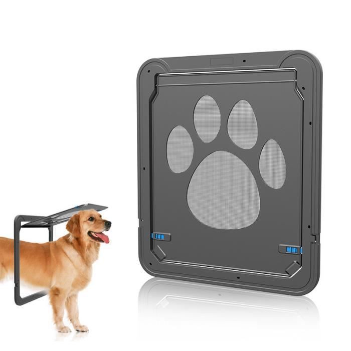 Chatière - MARSEE - Modèle Verrouillable - Pour Moyen/Grand Chien - Moustiquaire - ABS Noir