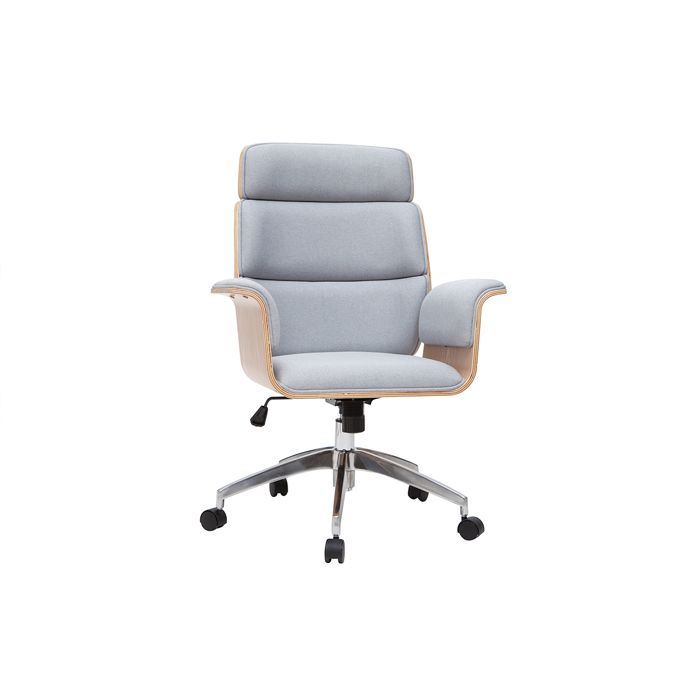 miliboo - fauteuil de bureau design en tissu gris et bois clair elon