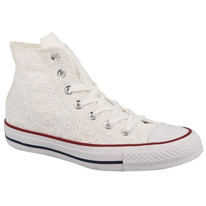 converse blanche broderie