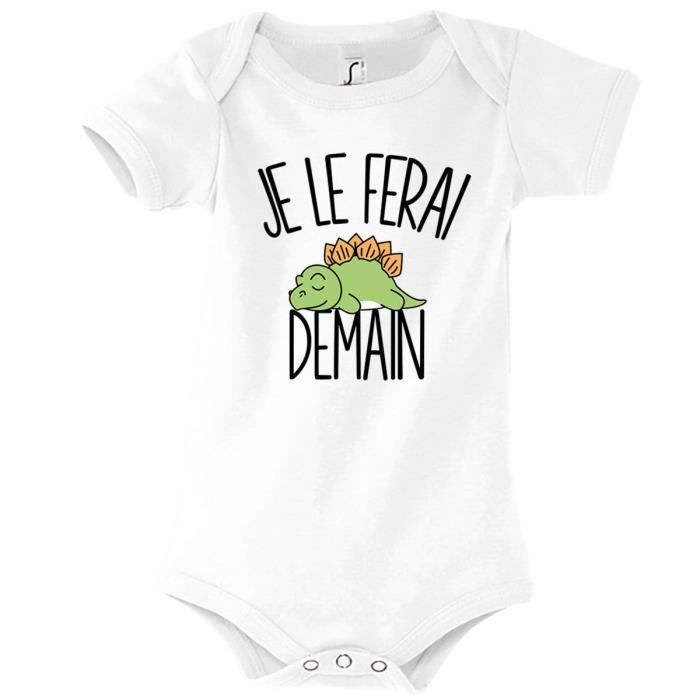 Body Bebe Dinosaure Je Le Ferai Demain Bodies Collection Animaux Humour Mignon Planetee 3 6 Mois Blanc Cdiscount Pret A Porter