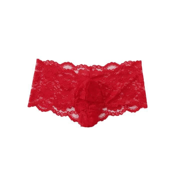 Culotte Homme Dentelle String Ultra-Mince Sissy - Style Ball Pouch - Neuf Étiqueté