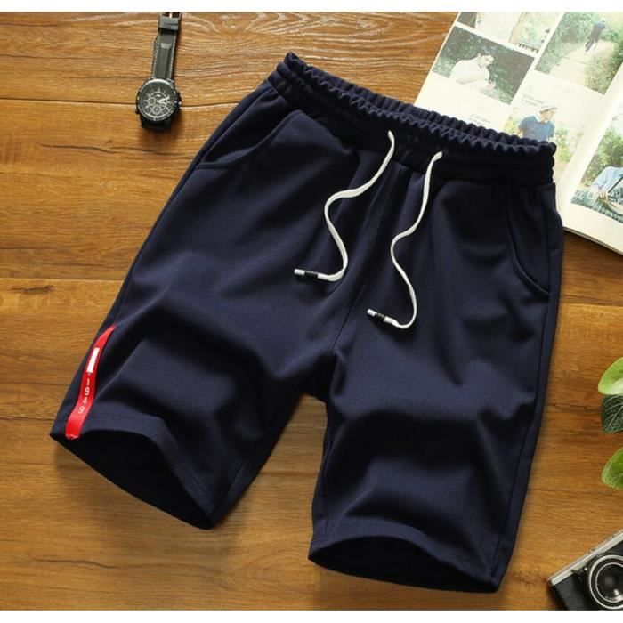 Shorts Homme Printemps-Été - Coupe Large, Tissu Ice Sense Léger - Avec Poches Zippées Et Cordon De Serrage - Couleur Unie - 12