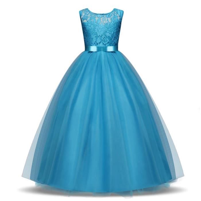 Robe Princesse Fille Brodée 3D Tulle Dentelle Sans Manches – Mariage, Anniversaire, Cérémonie 1-8 Ans