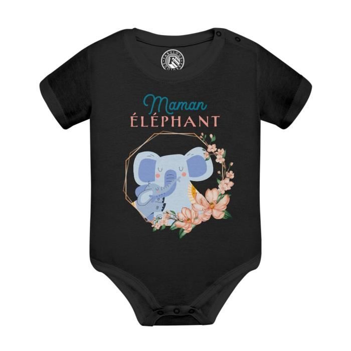 Body Bébé Manches Courtes ELMER L'ELEPHANT Vert - Taille 6 Mois, 100% Coton, Neuf Avec étiquettes
