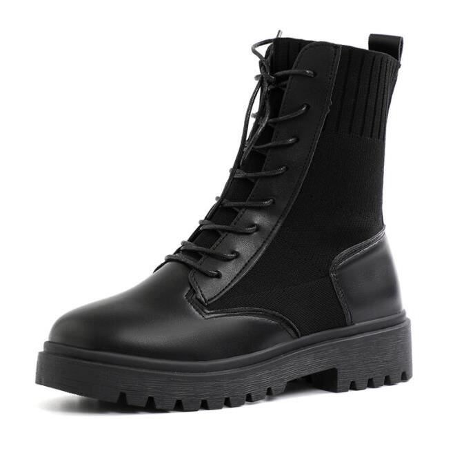Bottines En Cuir Confortables Pour Femme - Talon Plat 3.5 Cm, Imperméables, Fermeture à Lacets - Style Casual Vintage