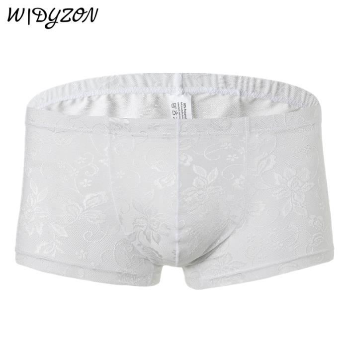 Boxershorty,Boxer en dentelle pour homme,sousvêtement respirant et doux White[B3821] Blanc