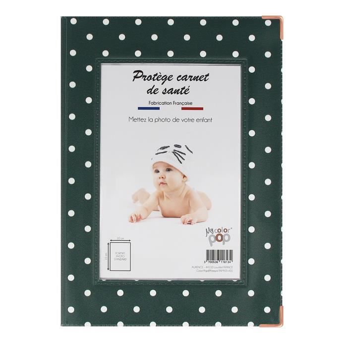 Protège carnet santé enfant personnalisable couleur motif en point Color Pop - France - 22 x 16 cm