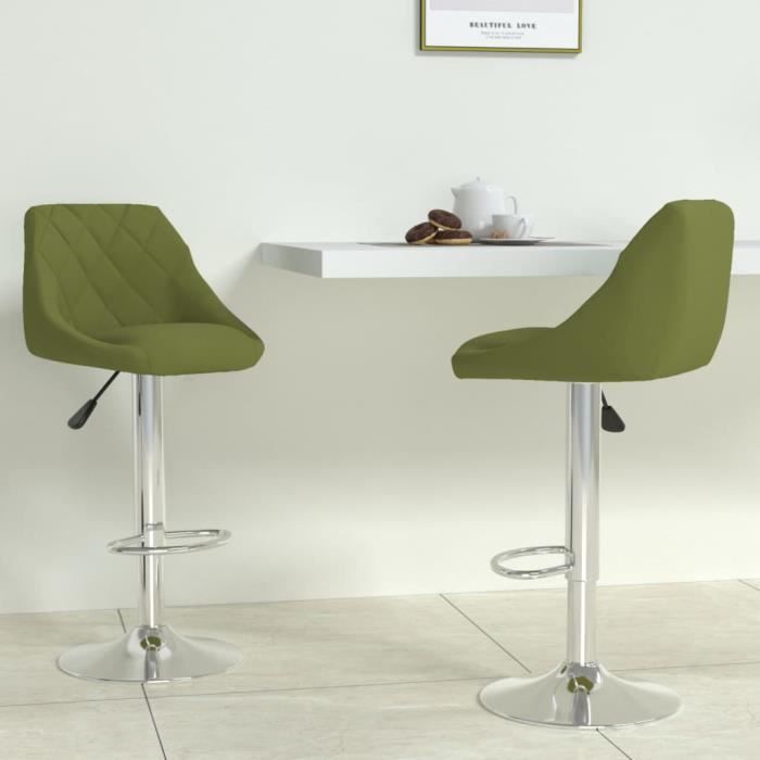 7551&M0DE Tabourets de bar 2 pcs Vert clair Velours - 46x44x(82-103) cm