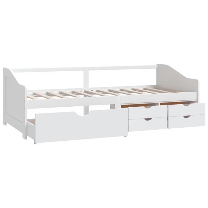 Lit de repos avec tiroirs Pwshymi Confortable blanc Pin massif 204 x 98 x 66 cm (L x l