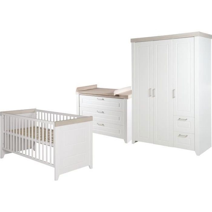Chambre Bébé Complète Felicia - ROBA - Lit 70x140 cm - Commode à Langer - Armoire à 3 Portes Chambre Bébé Complète Felicia - ROBA - Lit 70x140 cm - Commode à Langer - Armoire à 3 Portes