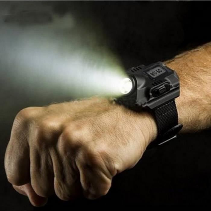 Portable DEL Bracelet Montre Lampe de Poche Torche Light Rechargeable USB Lampe de Poche
