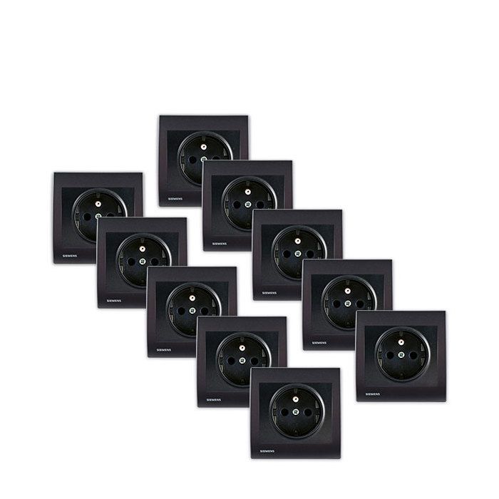 Lot de 10 Prise 2P+T Delta Iris + Plaque