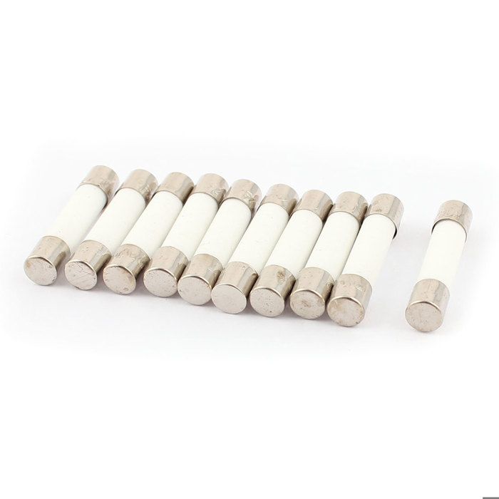 sourcingmap/® 10 Pi/èces 5 x 25 mm cylindre base fusible c/éramique bouchon fusible Tube Liens 250V 6A