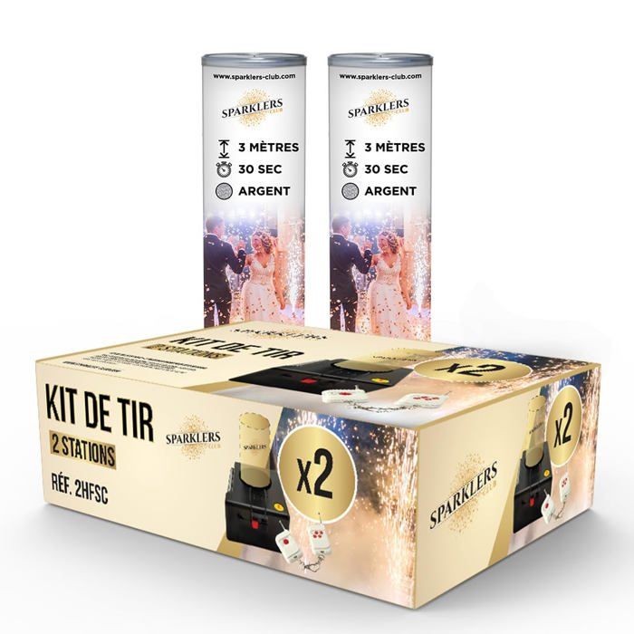 Pack 2 Jets De Scène Argent + 2 Déclencheurs Manuels - Effets Lumineux 1.5m Pendant 40s - Pour Fêtes Et événements