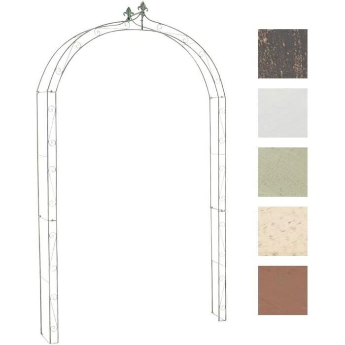 Banc Jardin Demi-Cercle CLP Rosie Avec Arche - Banquette 2 Places Blanc Pour Plantes Grimpantes