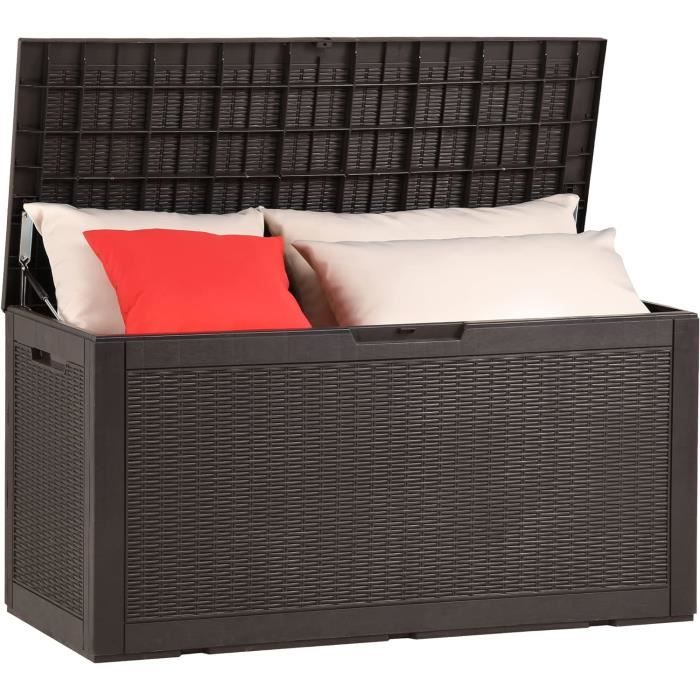 Coffre De Rangement Extérieur YITAHOME 195L | Résine Résistante, Verrouillable, Pour Jardin, Terrasse, Piscine