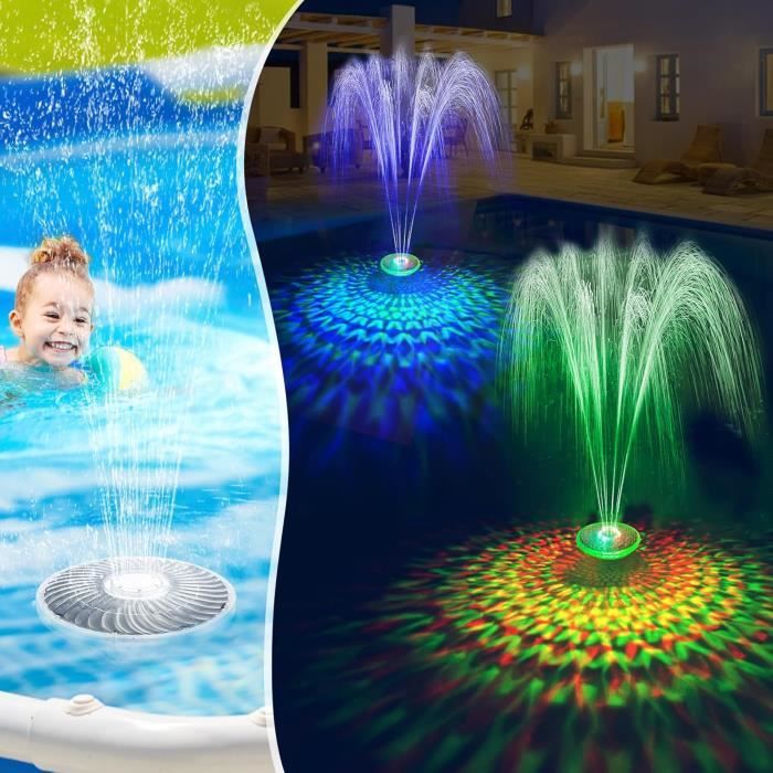 Piscine Gonflable Géante Adulte 266x165x64 Cm – 1400L Avec Siège Lombaire, Lampes LED 7 Couleurs Et Design Vagues Océan – Pour Famille