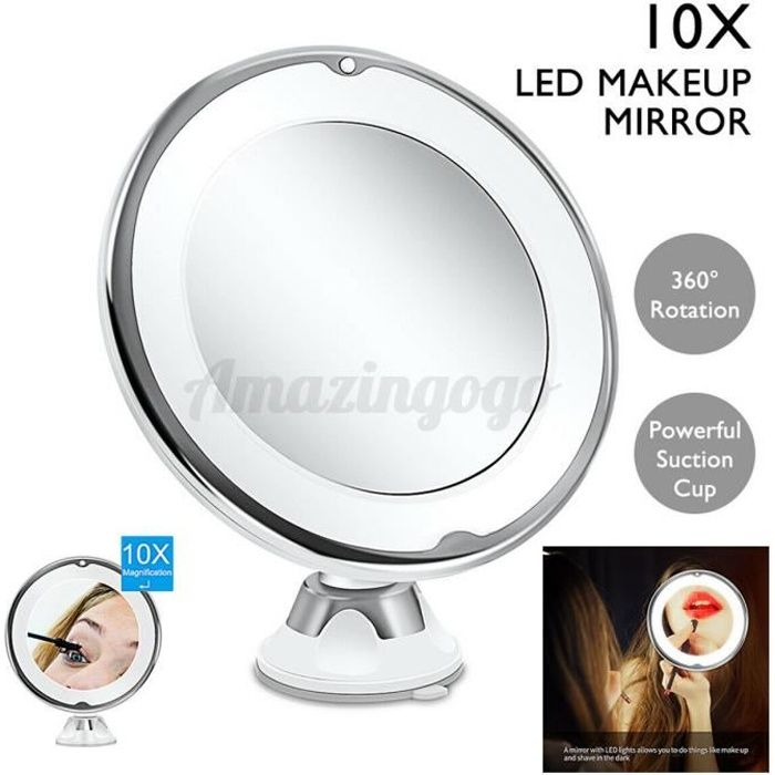 Miroir Maquillage Fabuday Double Face - Grossissant X10 - Pivotant 360° - 15cm Transparent
