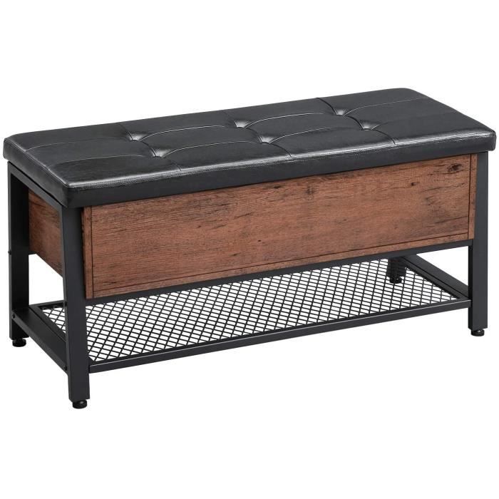 Vasagle Banc A Chaussures Tabouret Avec Etagere De Rangement Style Industriel Charge 120 Kg Marron Noisette Et Noir Lsb047b03 Achat Vente Meuble A Chaussures Banc A Chaussures Cdiscount