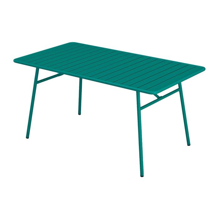 Table de jardin L.160 cm en métal - Bleu canard - MIRMANDE de MYLIA Table de jardin L.160 cm en métal - Bleu canard - MIRMANDE de MYLIA