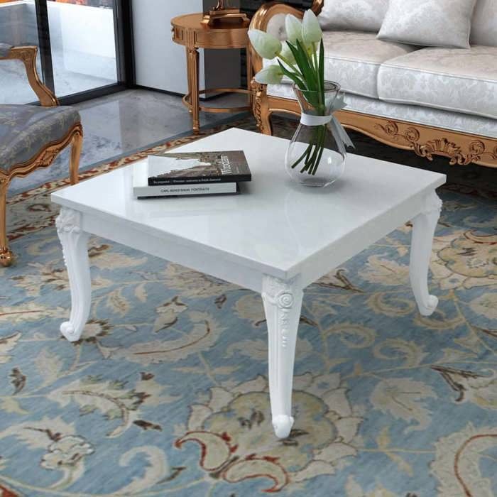 vidaXL Table basse 80 x 80 x 42 cm Laquée Blanc 243379