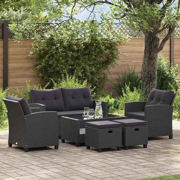 VidaXL Canapés de jardin 6 pcs Résine tressée - vue 2