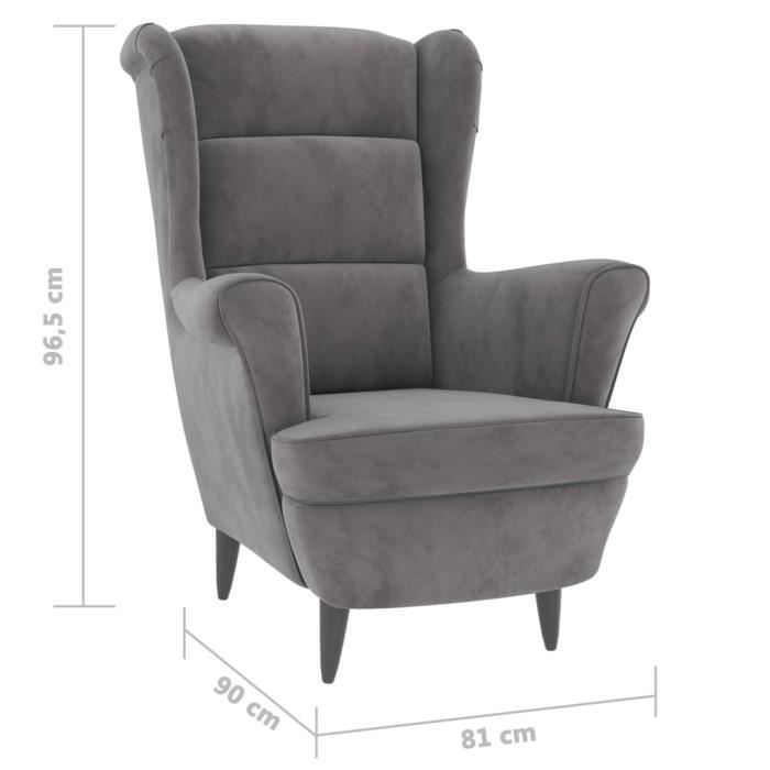 Fauteuil Gris clair Velours FAS - VINGVO - Vintage - 81 x 90 x 96 5 cm - Intérieur