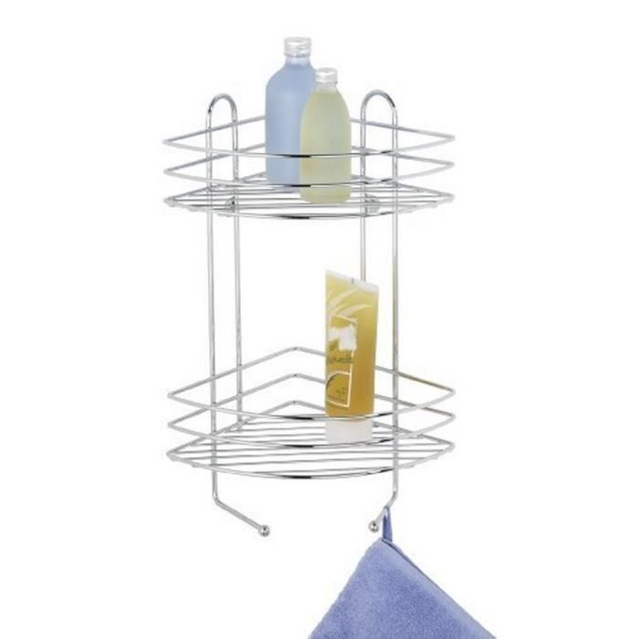 WENKO Etagère dangle de douche 2 paniers de douche dangle et 2 crochets suspensions fixation murale acier brillant WENKO Etagère dangle de douche 2 paniers de douche dangle et 2 crochets suspensions fixation murale acier brillant