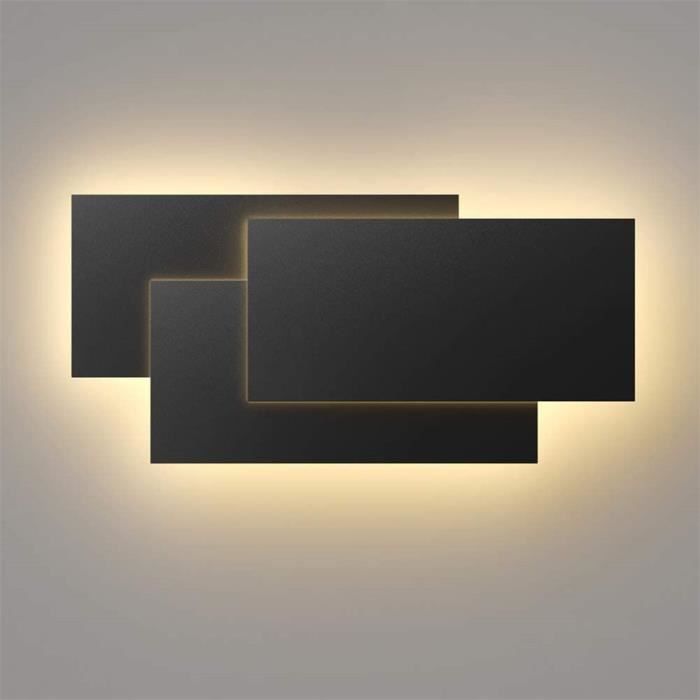 UNI Applique Mural Intérieur Noir Lampe Mural LED 24W Blanc Chaud Modern Eclairage Décoration