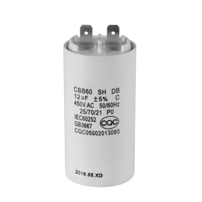Haude CBB60 450VAC 12uF Polypropylene Film Moteur Course Condensateur avec 2 Fils
