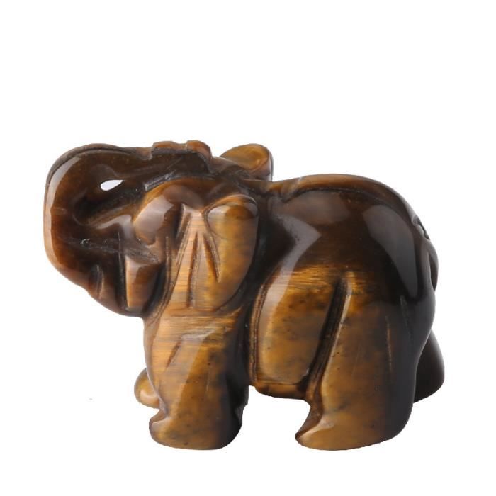 PIERRE VENDUE SEULE,3.81cmtiger eyeStatue'éléphant porte bonheur en