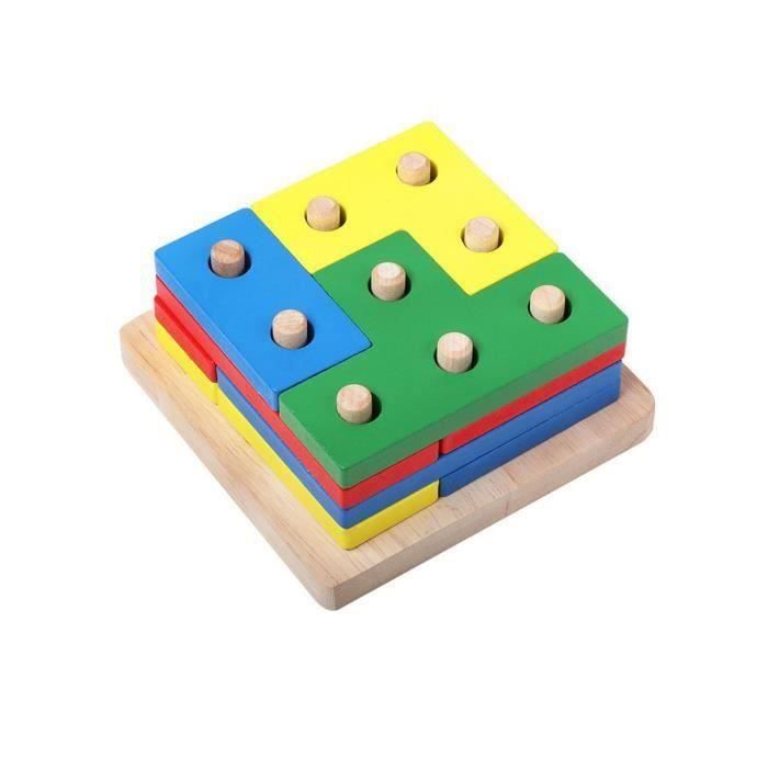 FRCOLOR Éducatif Bois Montessori Forme Géométrique Couleurs Puzzle