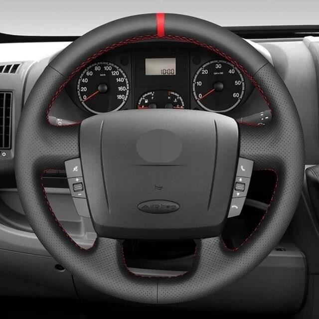 Housse De Volant En Cuir Perforé Tressé Main - Pour Fiat Bravo, Doblo, Grande Punto, Linea, Qubo - Bleu - Antidérapante