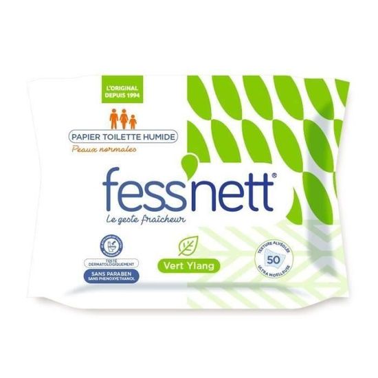 Fess Net Lingettes papier toilette pour peaux normales, 50 lingettes