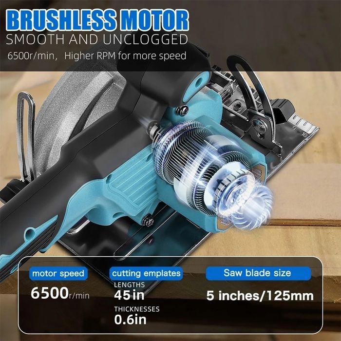 Scie Circulaire Sans Fil 125mm Angle Réglable – Compatible Makita 18V, Pratique
