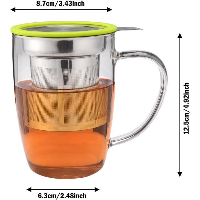 IGUOHAO203.109 Tasse à thé en céramique avec infuseur et couvercle, système  d'infusion de thé en vrac, dessinez votre propre design, 16 oz, vert menthe  