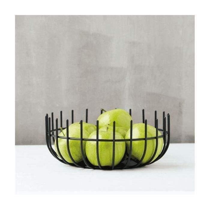 A'Domo PV-CHR-3052 Cesto Porta Frutta In Acciaio Nero – Design A Punto-virgola, 23,4 X 25,4 Cm, Elegante E Pratico