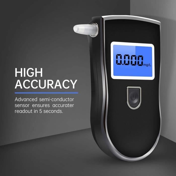 Woeaozy Éthylotest - Ethylotest Electronique, Rechargeable Alcotest Numerique Avec écran, Etiloteste Electronique Avec 5 Embouts, Ethylometre Mesures De Haute Précision