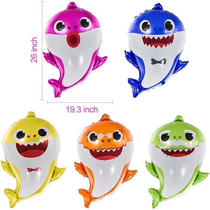 54pcs Decoration Anniversaire Shark 3 ans, Deco Anniversaire Shark, Ballons Anniversaire Bébé Requin, Bannière et Décoration Gâteau pour Enfants Fête