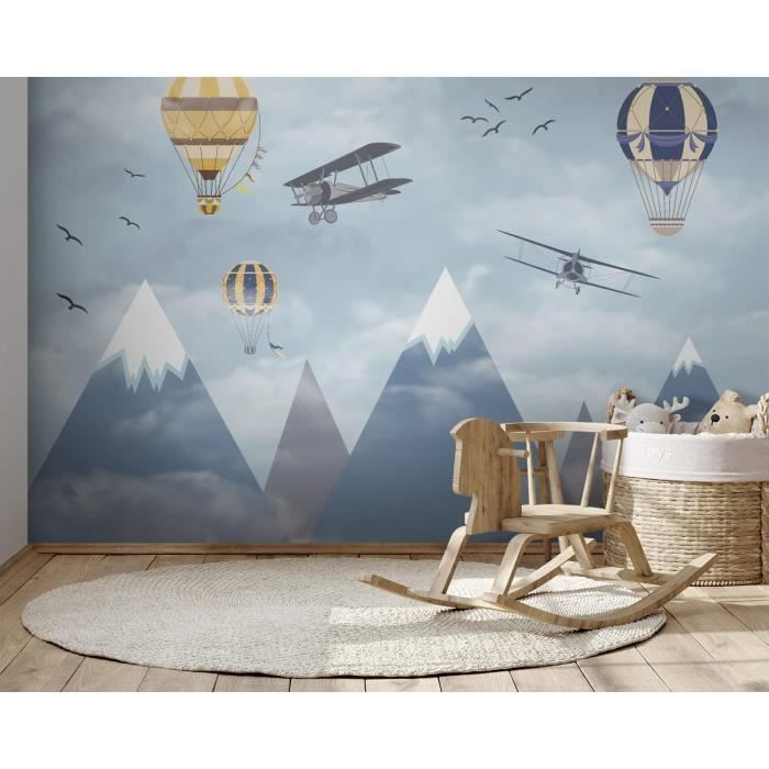 montgolfière avion animaux décoration murale panoramique xxl bébé